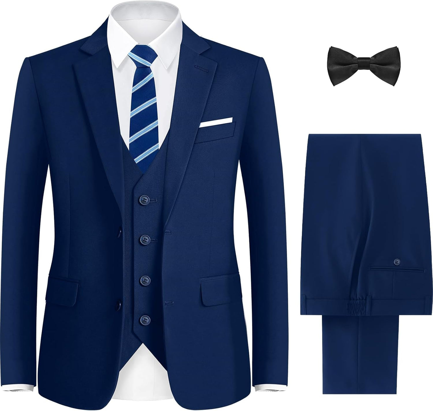 ELPA Men's Slim Fit 3-Piece Suit with Stretch Fabric Options