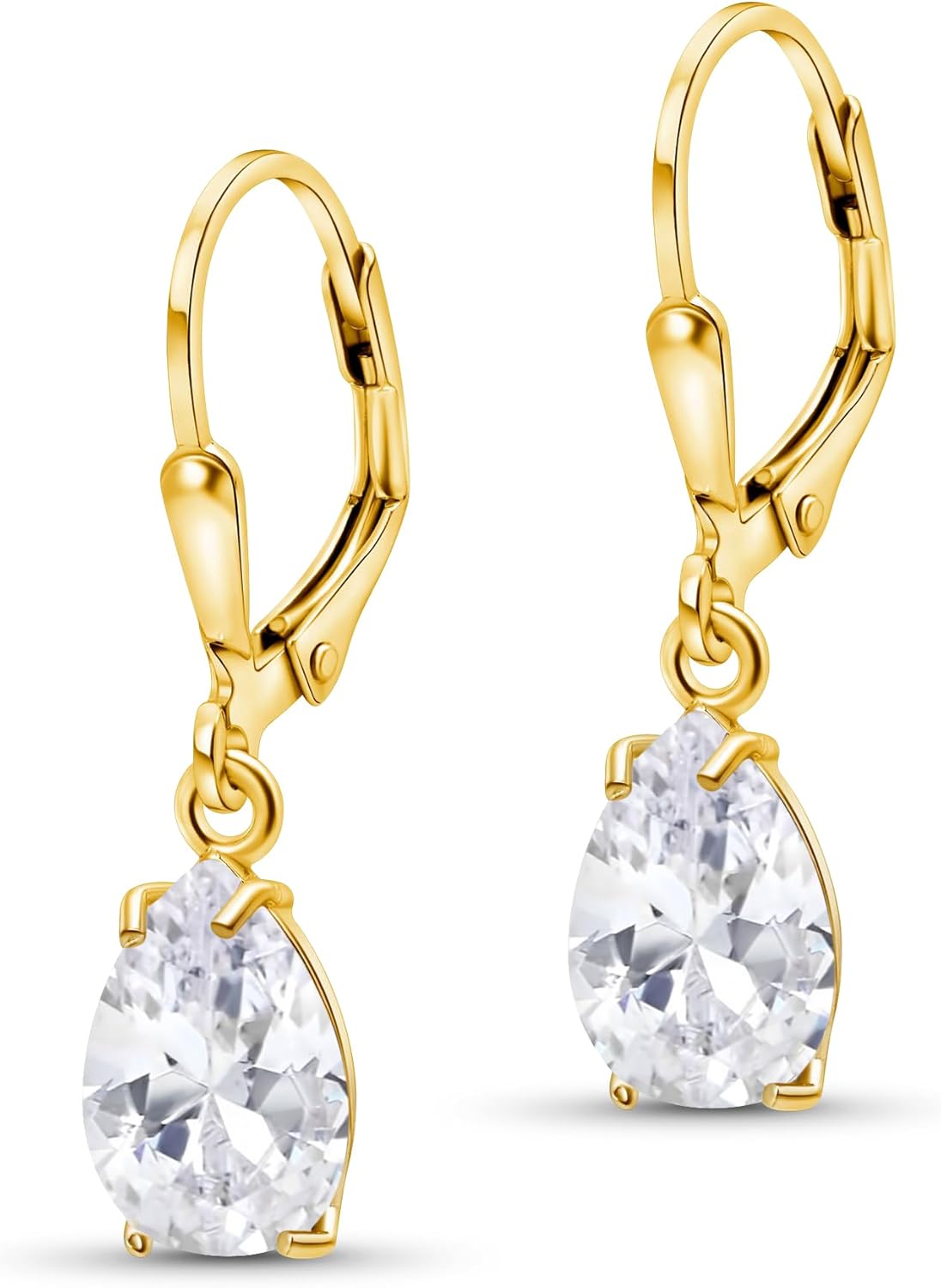 14K Gold Plated Gemstone Teardrop Earrings for Women Gift
