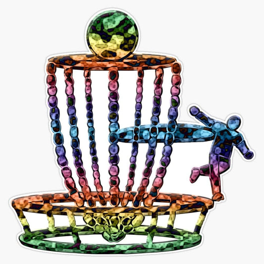 Psychedelic Disc Golf Basket Sticker 5inch