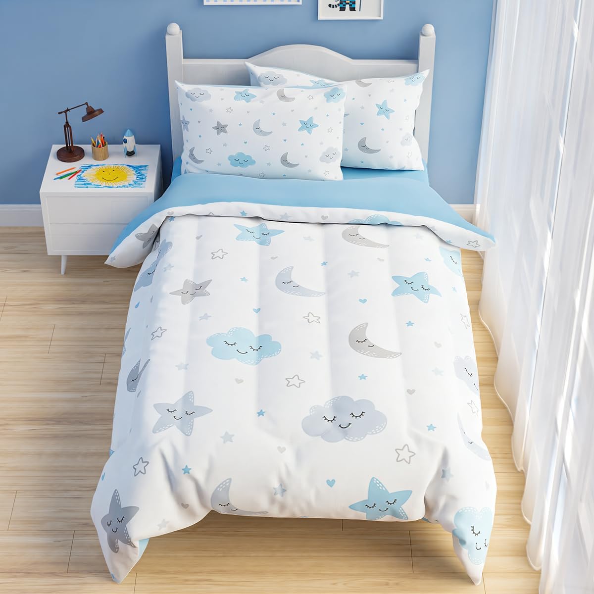 Star and Moon Comforter Set for Kids - Cozy Microfiber Bedding