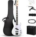 White 4-String Electric Bass Guitar PB-Style - Beginner Kit with 20W
