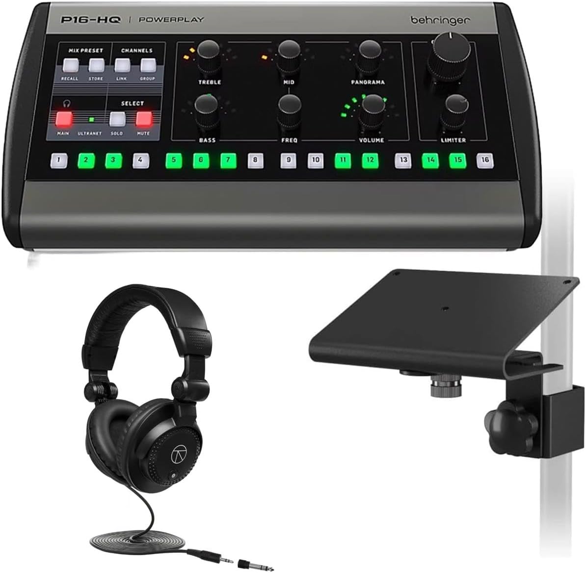Behringer PowerPlay 16 P16-M 16-Channel Digital Mixer Bundle