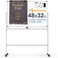 48 x 32 in Rolling Double-Sided Magnetic Whiteboard - Height Adjust