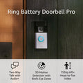 Ring Battery Doorbell Pro (newest model) - Head-to-Toe 1536p HD
