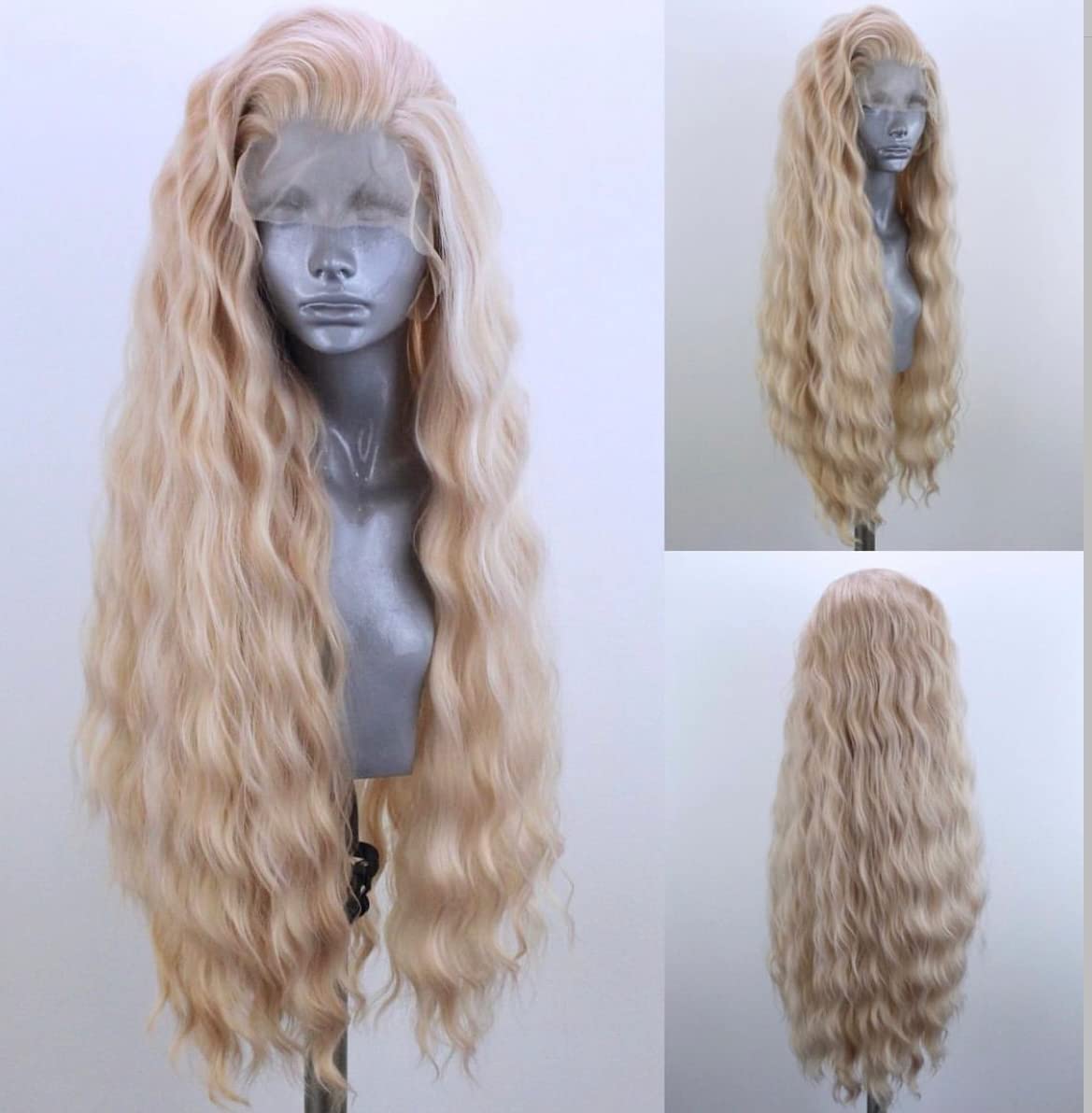 Blonde Long Wavy Synthetic Lace Front Wig for Daily Use