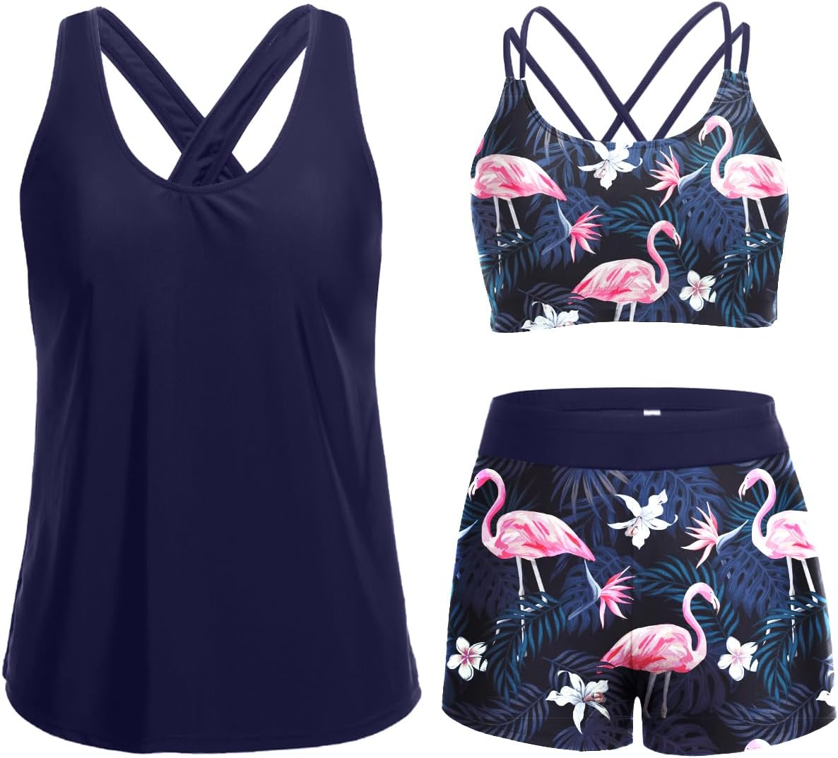 Stylish 3 Piece Tankini Swimsuits for Women with Tummy Control