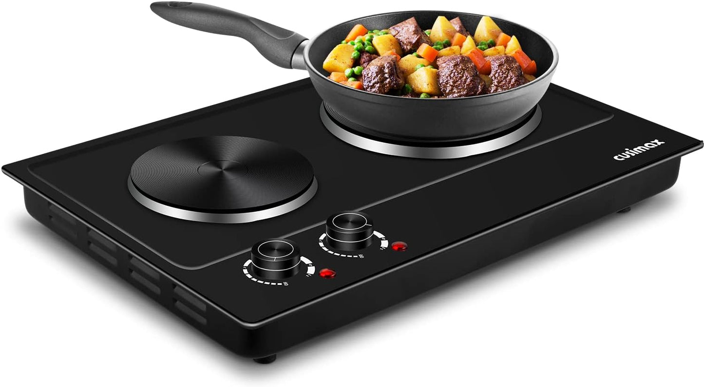 CUSIMAX Hot Plate: 1800W Double Electric Burner for Cooking