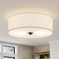 Flush Mount Ceiling Light Fixture 13in Drum Shade - Soft Warm Glow