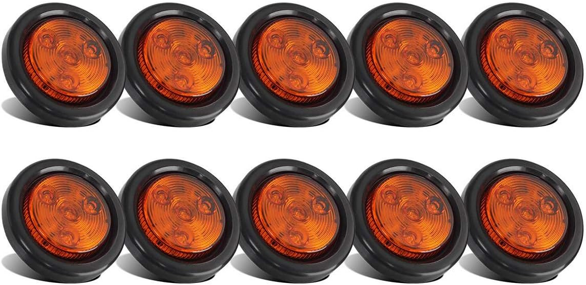 Partsam 10x Amber 2 Inch Round Sealed LED Clearance Lights