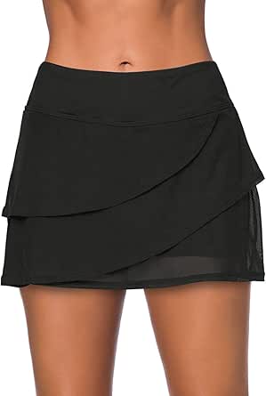 Herseas Women's Solid Swim Skirt with Tummy Control for Comfort