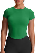 Aoxjox Women's Short Sleeve GEO Baby Tee Workout Crop Top - Soft Fit
