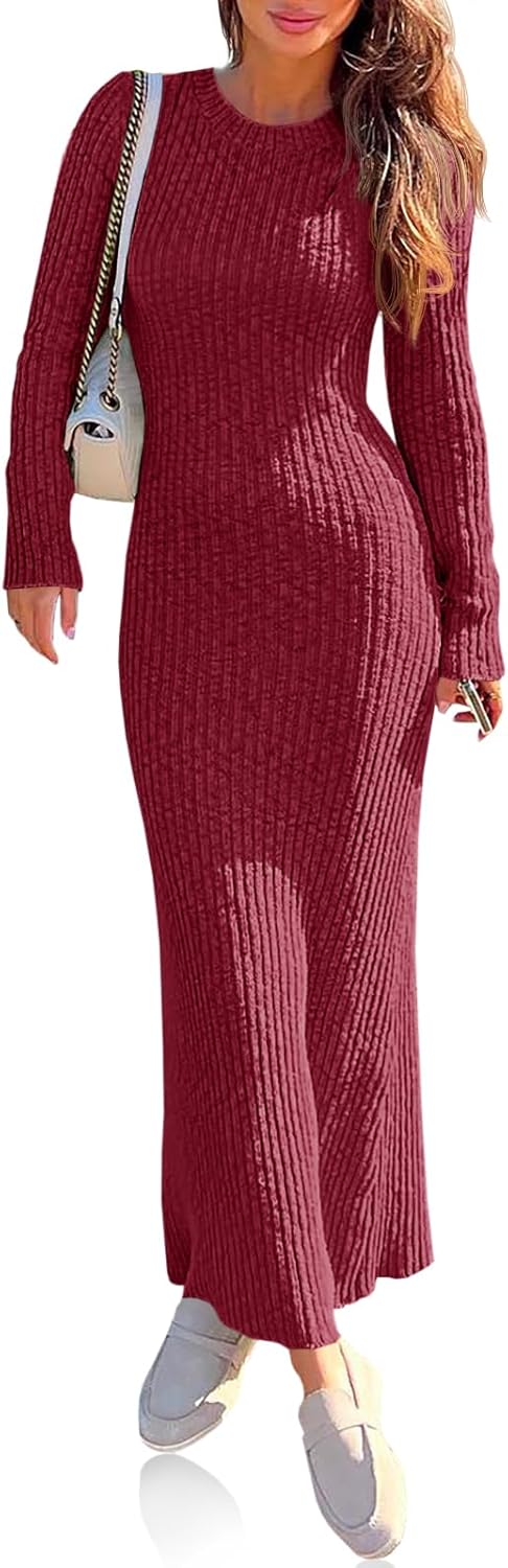 Wenrine Womens Sweater Maxi Dress for Chic Fall Style