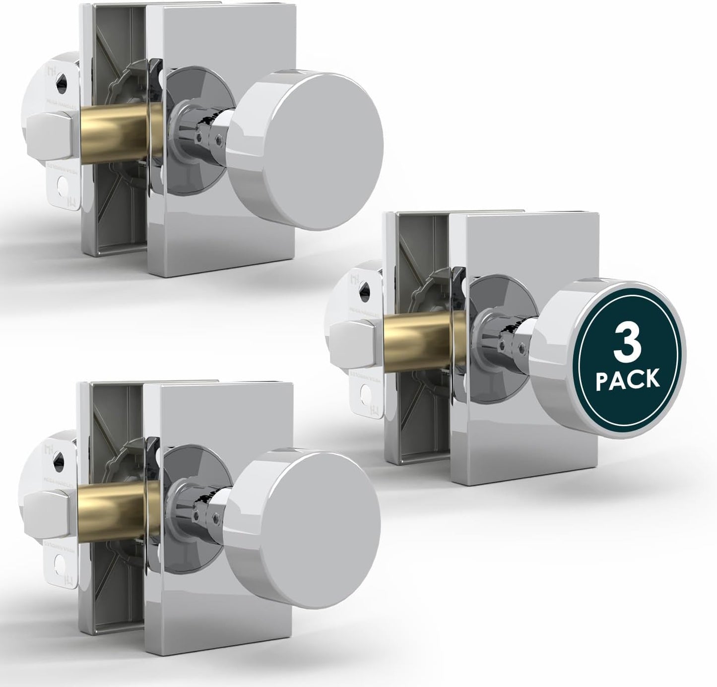 Mega Handles Silver Door Knobs - Heavy Duty Passage Knobs