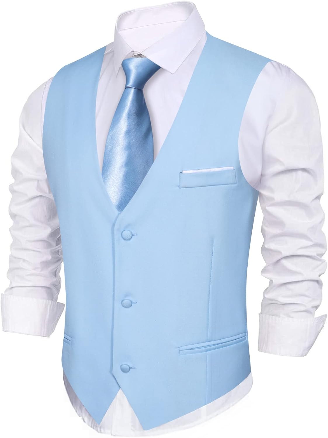 Barry.Wang Mens Suit Vest Slim Fit V-Neck for Formal Events