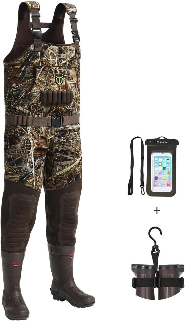 TIDEWE Hunting Waders with Insulated Rubber Boots for Comfort