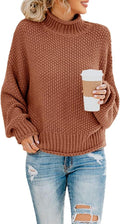 Womens Turtleneck Oversized Sweater Pullover - Chunky Knit Comfort