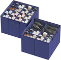 SpaceAid Shoe Organizer 2 Pack Blue - Fits 16-32 Pairs, Foldable