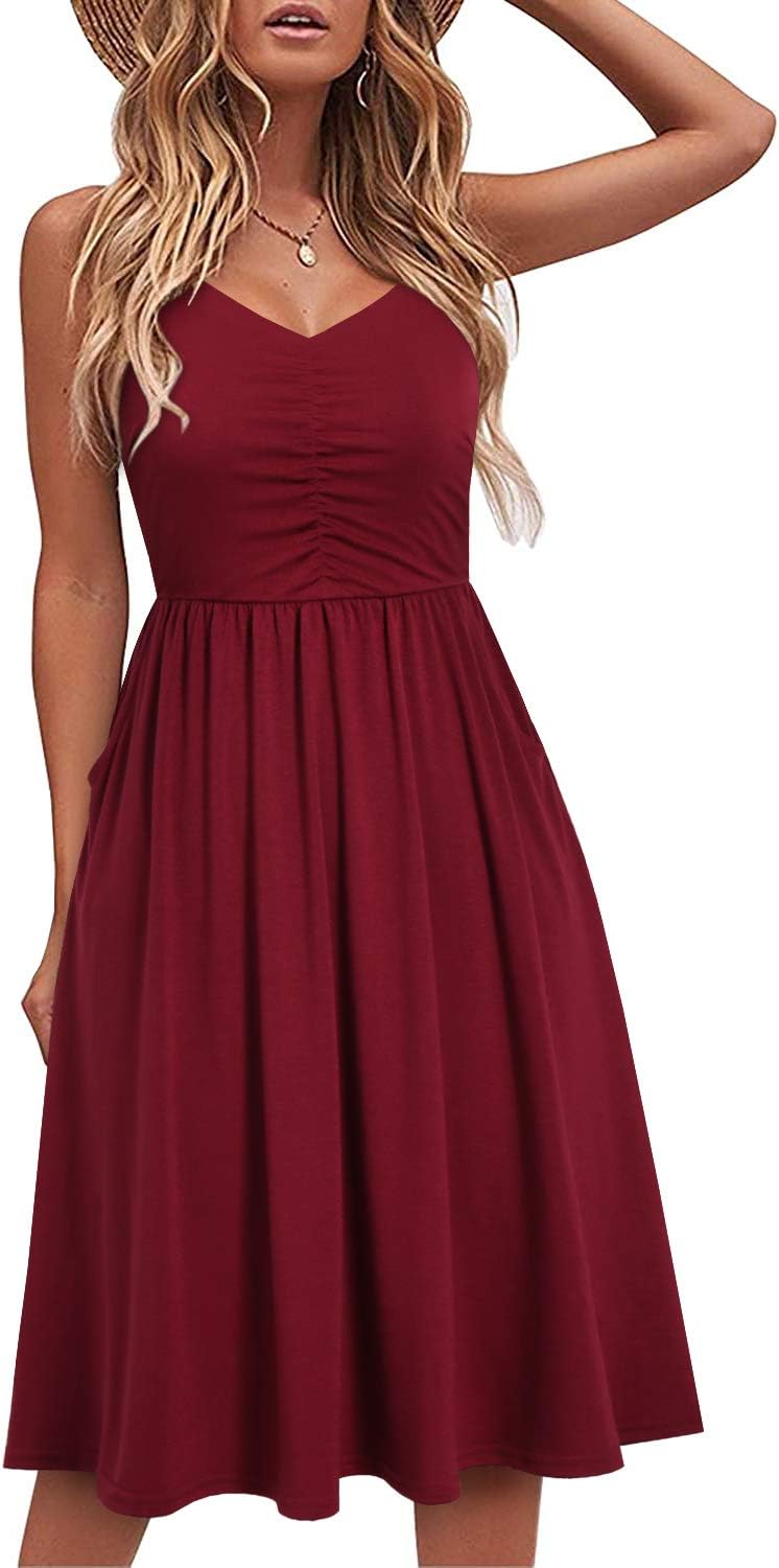 YATHON Casual Dresses for Women with Pockets and Spaghetti Straps
