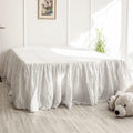 Belgian Linen Bed Skirt King 16 in Tailored Drop - Pleated White