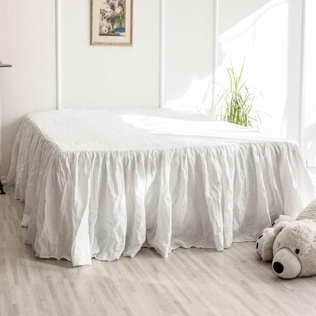 Belgian Linen Bed Skirt with Classic 16 inch Tailored Drop