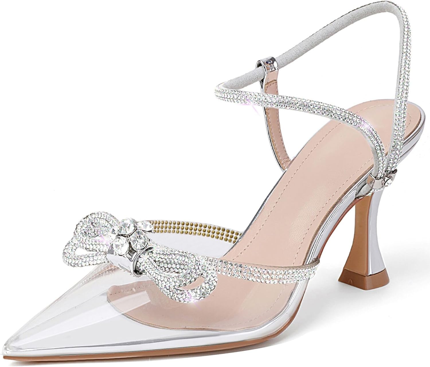 Susanny Women's Closed Toe Rhinestone Wedding Low Heel Pumps