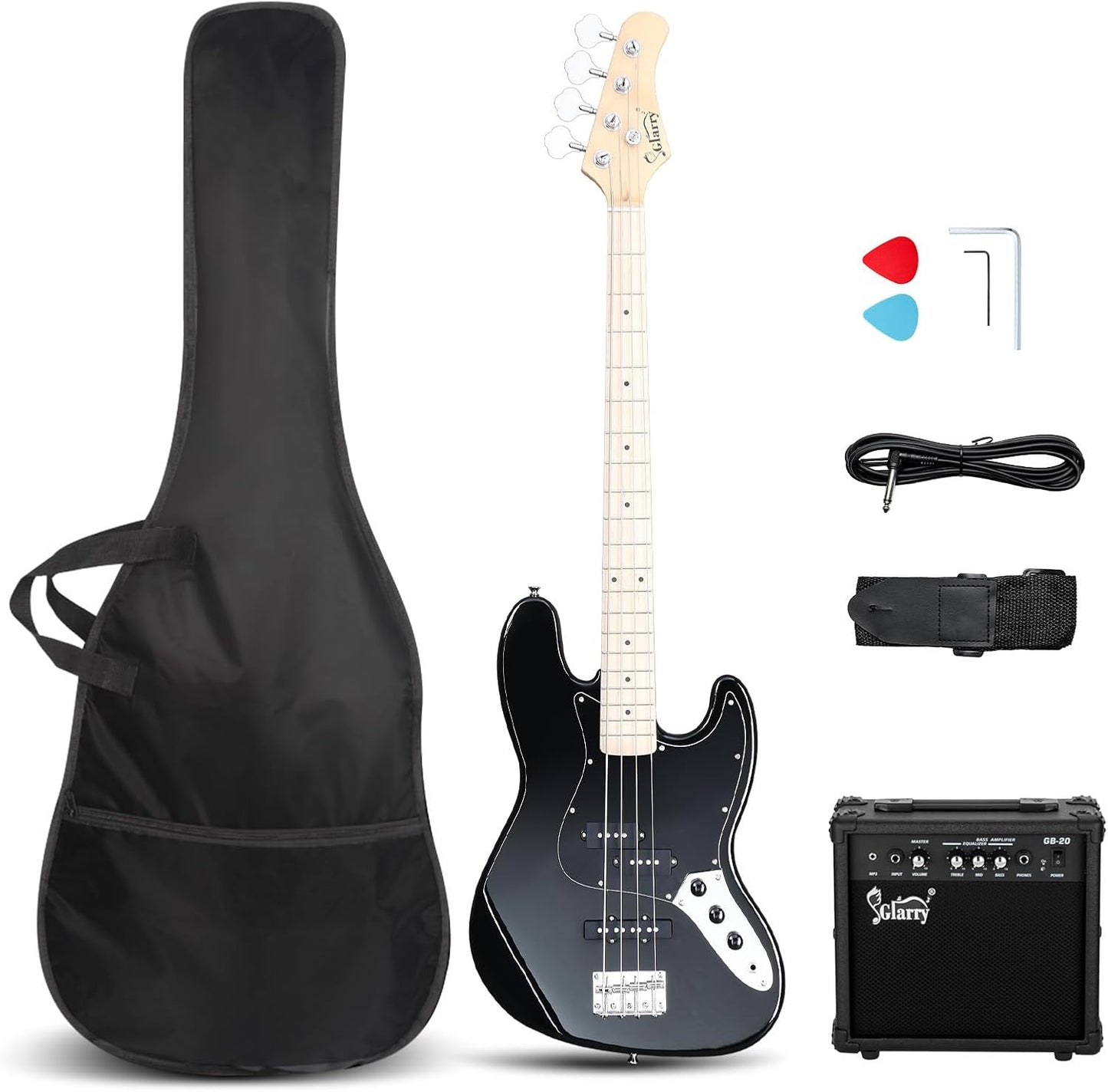 GLARRY Bass Guitar Full Size 4 String Exquisite Stylish Design