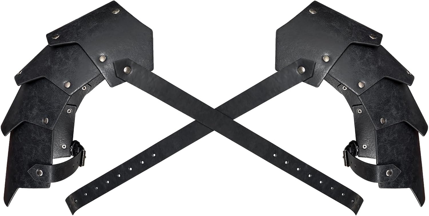 HiiFeuer Medieval Faux Leather Double Pauldron for LARP Events