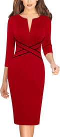 Wear to Work Slim Colorblock Crisscross Pencil Sheath Dress