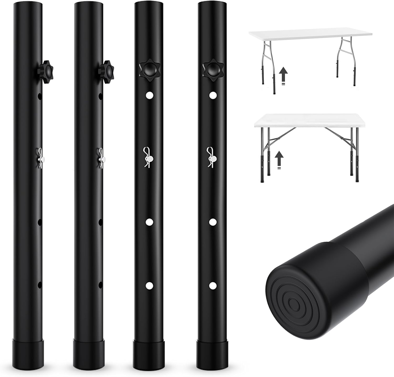 Table Leg Extensions for Folding Tables - Adjustable Metal Risers