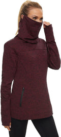 Women Running Fleece Sweatshirt Cowl Neck Pullover - Warm, Functional