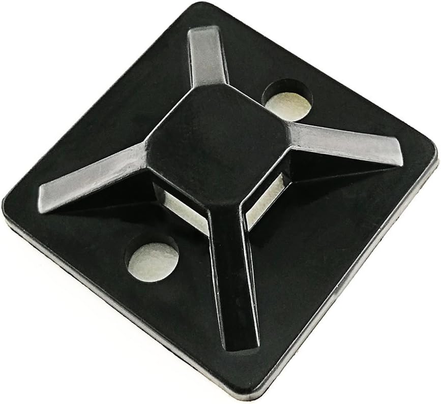 100 Pack Black Cable Tie Mounts with Self-Adhesive & Screw Hole