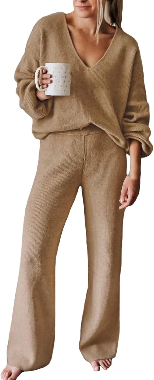 Viottiset Women's 2 Piece Outfits Casual Knit Sweater Set