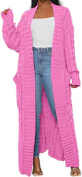 Womens Cable Knit Dual Chunky Cardigan with Pockets - Maxi Length