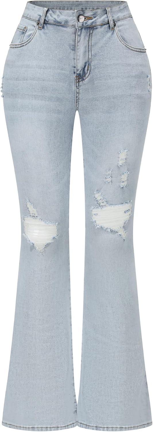 Womens Stretchy Mid Rise Flare Jeans for Trendy Style