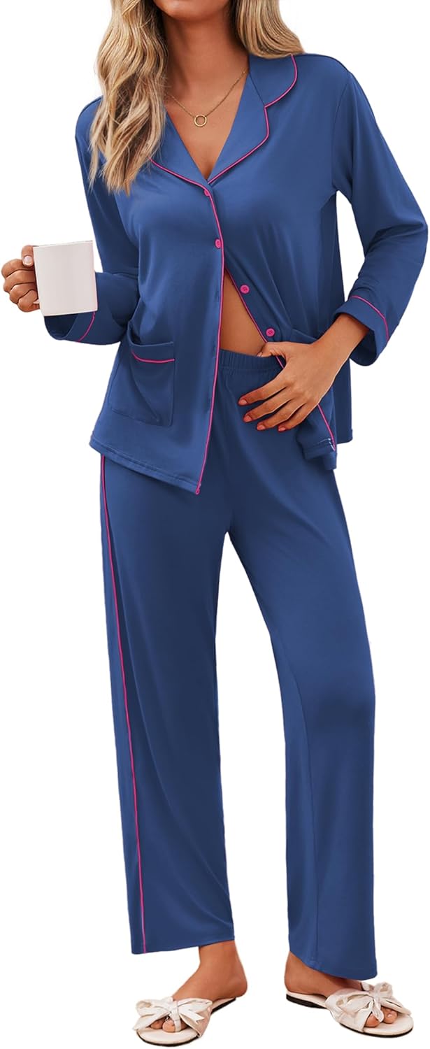 Ekouaer Pajamas for Women Set: Cozy Button Down Sleepwear