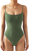Women Square Neck Thong Bodysuit Backless Cami - Soft Fit