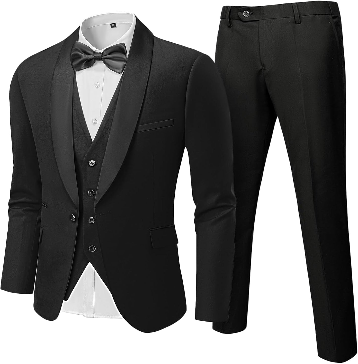 Hihawk Mens 3 Piece Tuxedo Set for Weddings and Parties