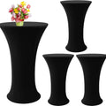 Black Spandex Cocktail Tablecloths 4pc Set - Ideal for Banquets, Weddings, Parties