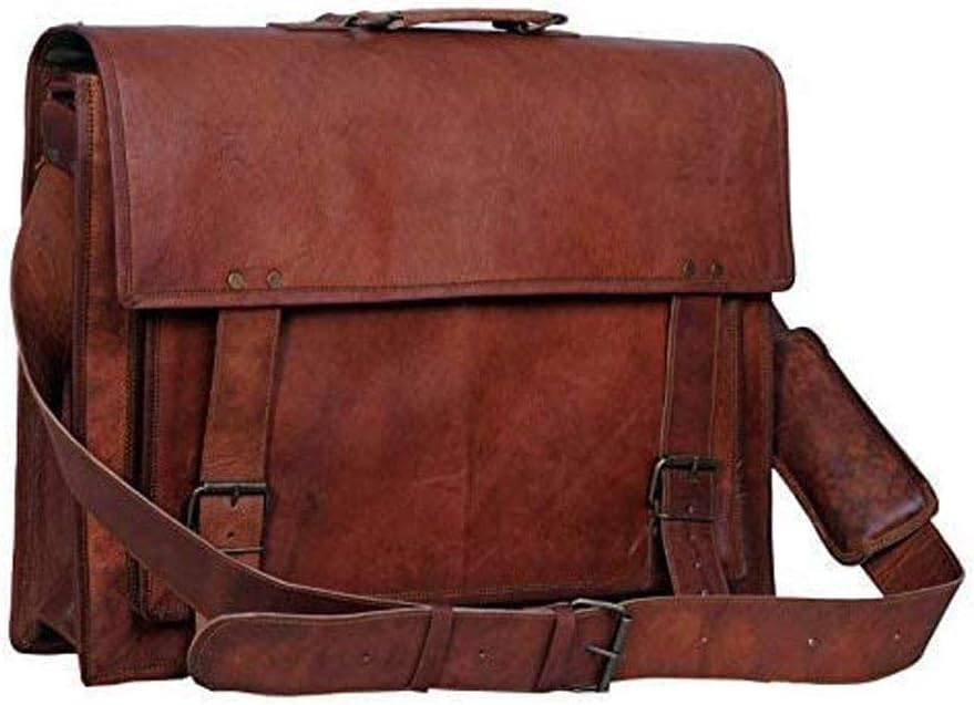 Handmade Leather Briefcase for Men and Women - 18 inch Bag