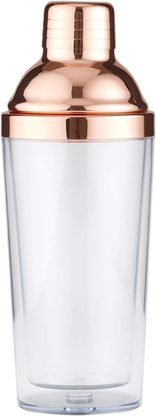 Rose Gold Cocktail Shaker, 8 Tall, Stainless Steel Strainer