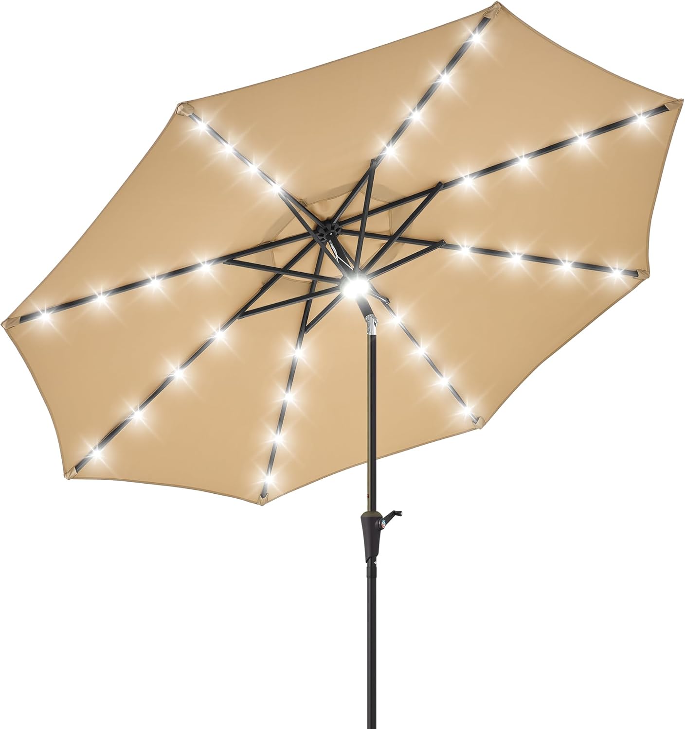 7.5 ft/9 ft/10 ft Patio Umbrella with Solar Light for Outdoor