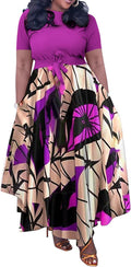 Plus Size Dress A Line Maxi Summer Dress with Belt - Flattering Fit