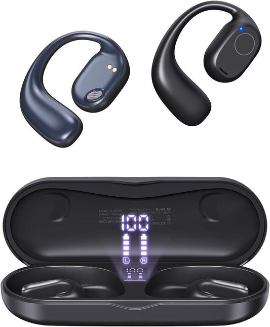 Haowolf Wireless Open Ear Headphones: 40H Playtime, IPX6, LED Display