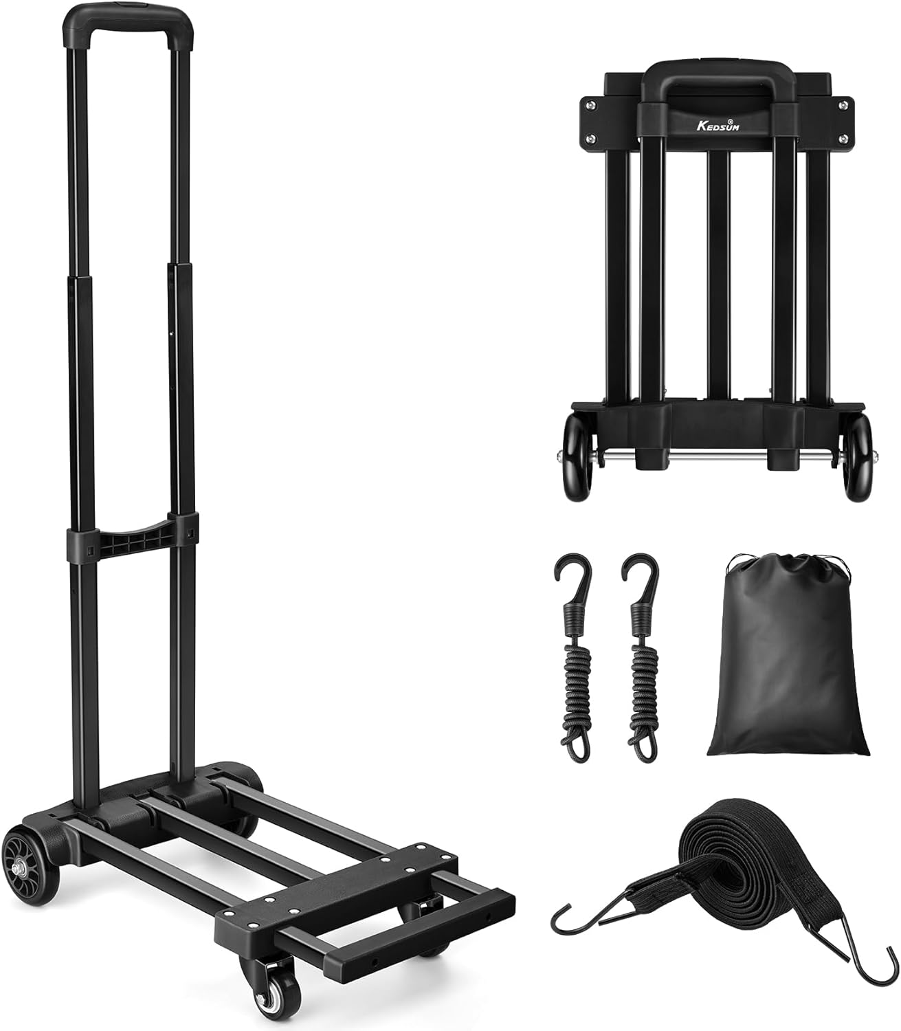 Foldable Luggage Cart with Expandable Base for Easy Travel