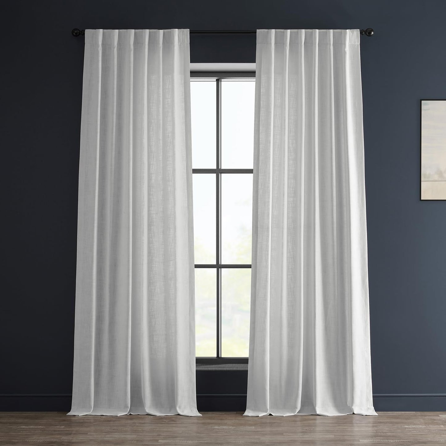 Premium Light Filtering Linen Curtain: HPD 50x84 Rice White