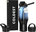 Coldest Sports Water Bottle 36 oz Blue Nova - 3-in-1 Lids, Insulated