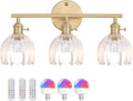Brass 3-Light Battery Operated Vanity Sconce - Rechargeable Bulbs