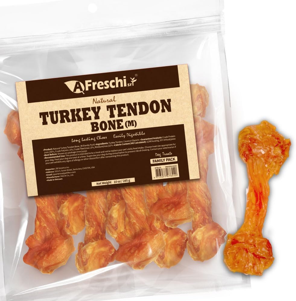 Natural Turkey Tendon Chews for Medium Breeds - 10 oz Treats