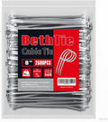 8 Inch Silver Zip Ties 2500 Pack - Durable 65 lb Cable Ties