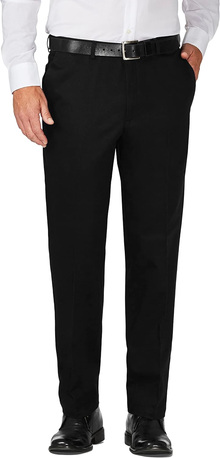 Haggar Men's Work to Weekend Expandable Waist Flat Front Pant